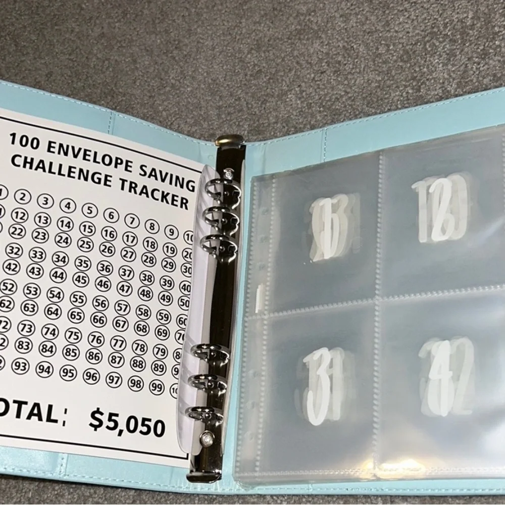 Light Blue Savings Challenge Binder